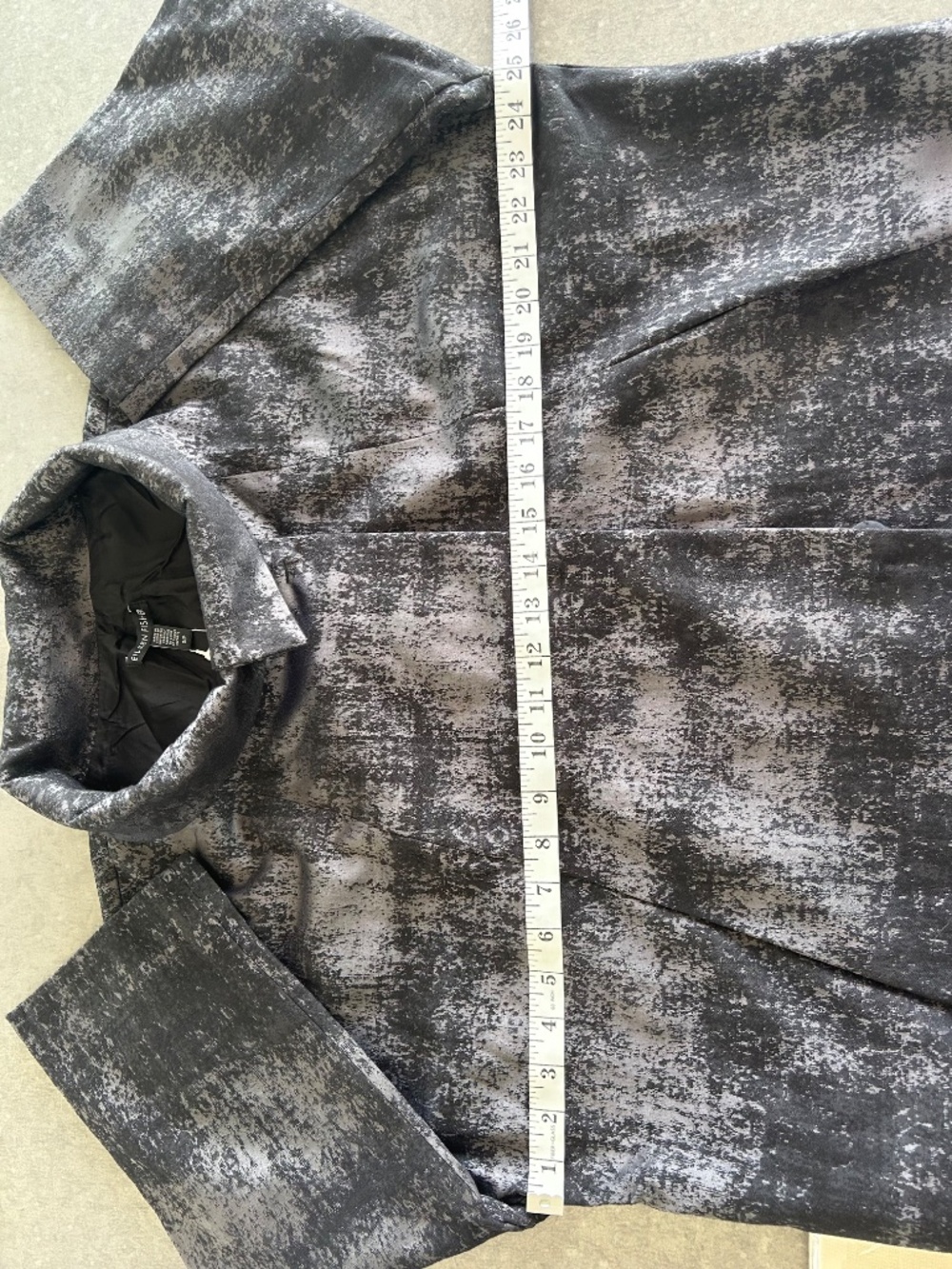 NWT Eileen Fisher Grandeur Jacquard High Collar Jack in Charcoal Sz Small - Picture 5 of 5